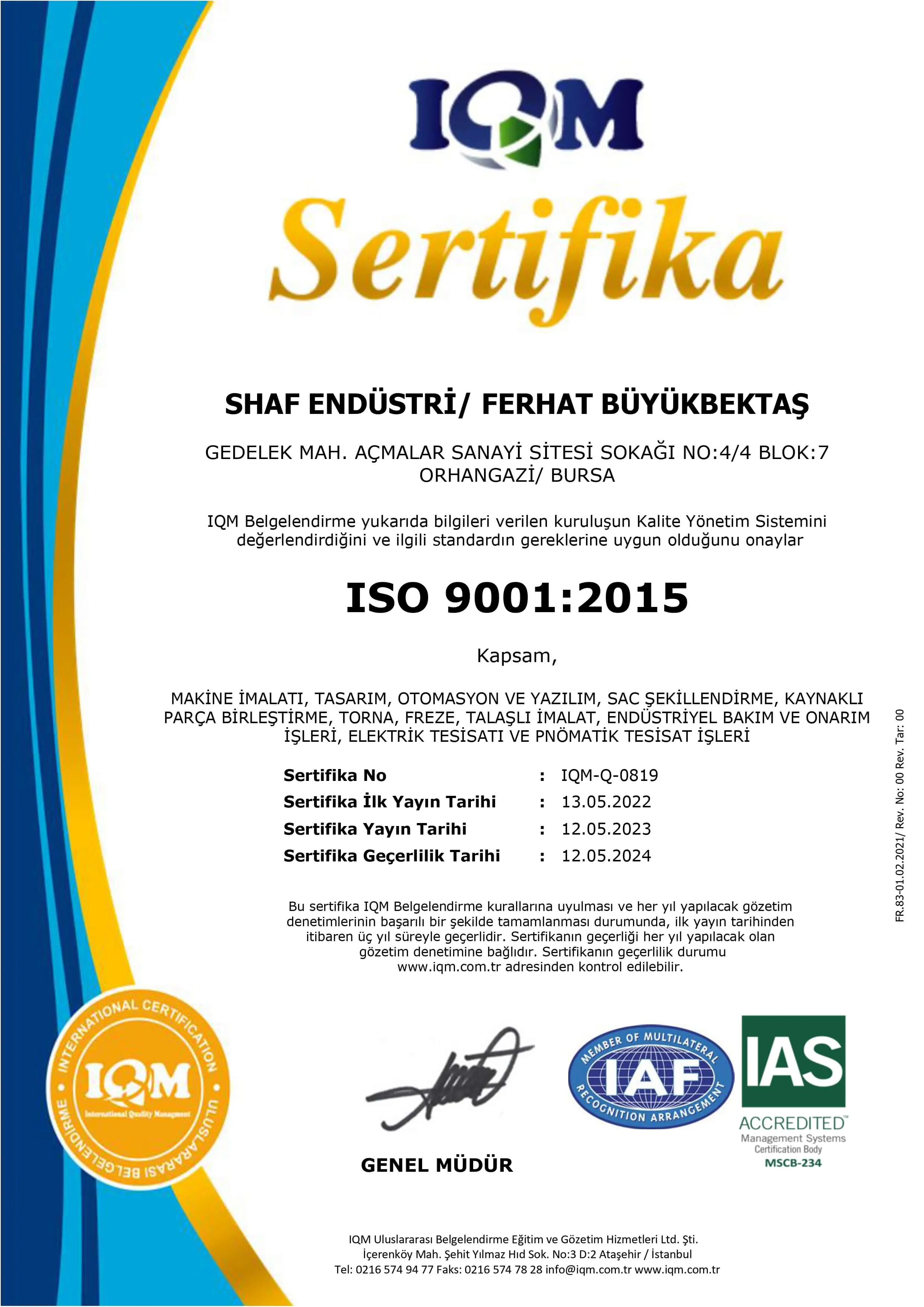 IAS Sistem Sertifikası